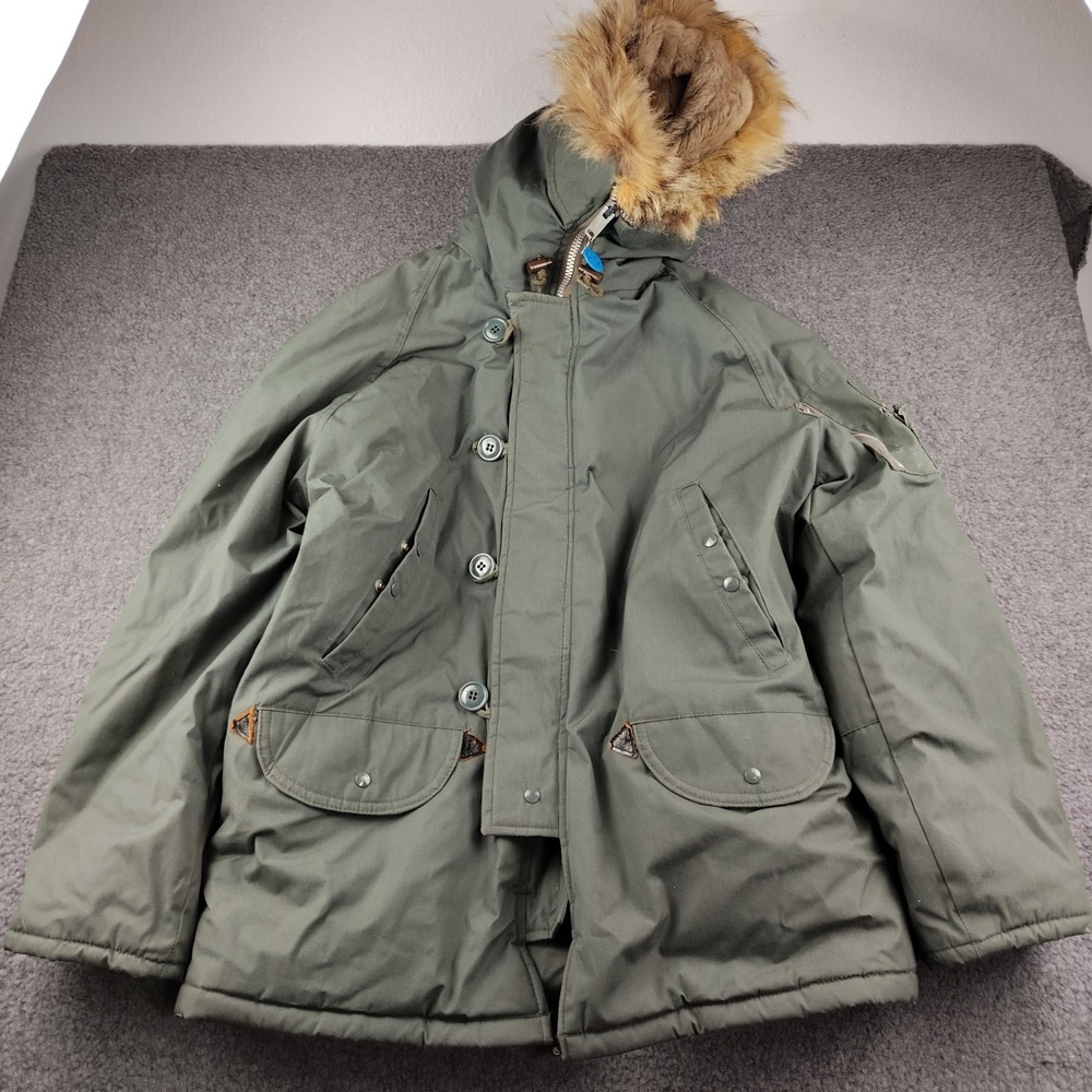 VTG Arctic Parka Snorkel Fur Hood Mens Large N3B Green Flight Type Military